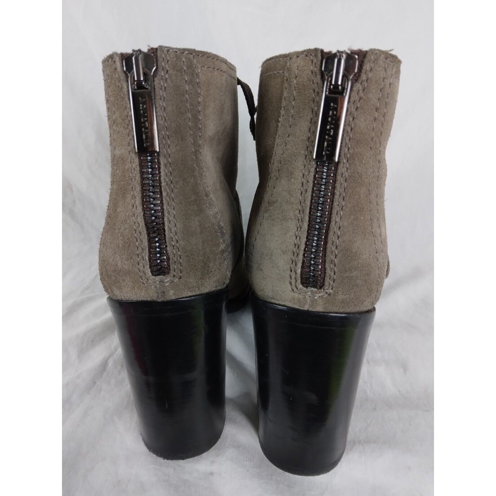AQUATALIA Grayish Brown Leather Heeled Ankle Boot Lace Up Buckle Womens Size 8.5 - Picture 7 of 9